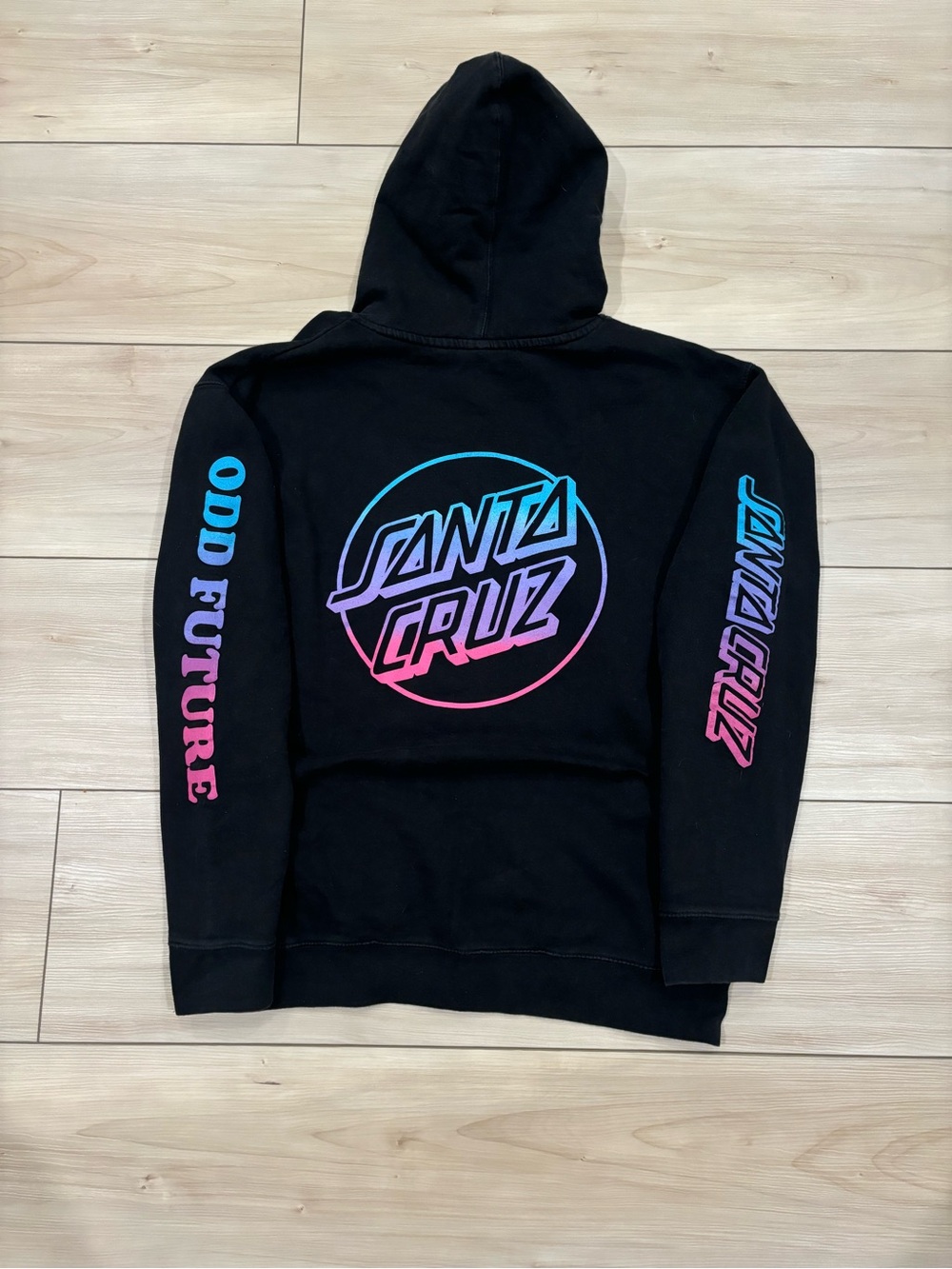 Odd Future x Santa Cruz Collaboration Skater Mens Black Hoodie Gradient logo